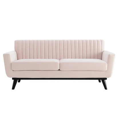 Loveseat: 64" Wide Faux Leatherette Square Arm Loveseat