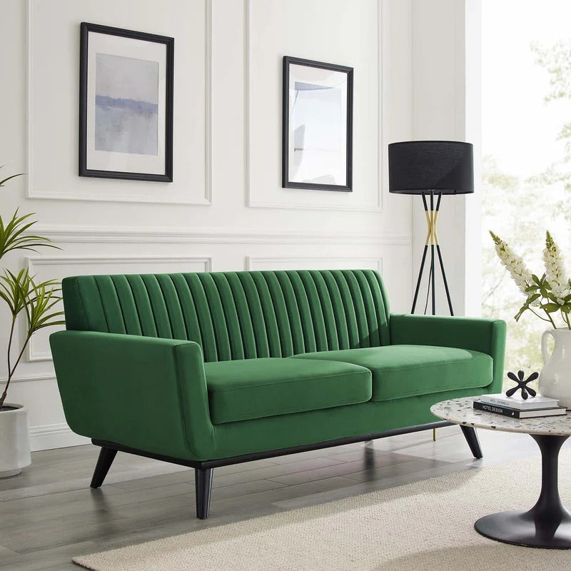 Loveseat: 64" Wide Faux Leatherette Square Arm Loveseat