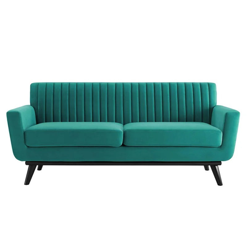 Loveseat: 64" Wide Faux Leatherette Square Arm Loveseat
