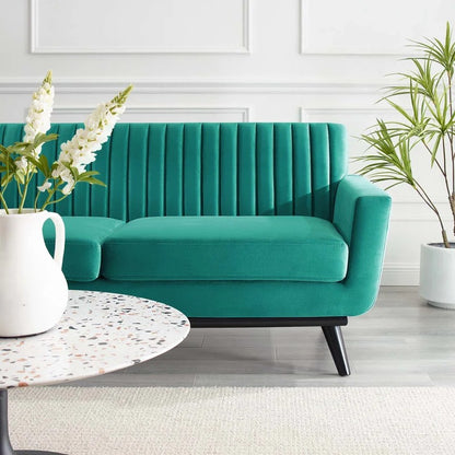 Loveseat: 64" Wide Faux Leatherette Square Arm Loveseat