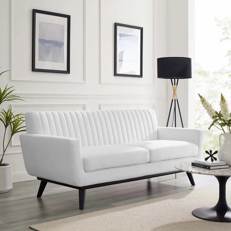Loveseat: 64" Wide Faux Leatherette Square Arm Loveseat