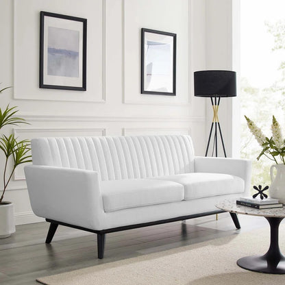Loveseat: 64" Wide Faux Leatherette Square Arm Loveseat