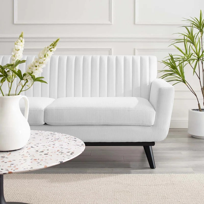 Loveseat: 64" Wide Faux Leatherette Square Arm Loveseat