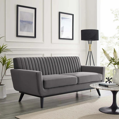 Loveseat: 64" Wide Faux Leatherette Square Arm Loveseat