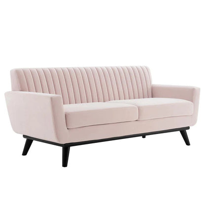 Loveseat: 64" Wide Faux Leather Square Arm Loveseat