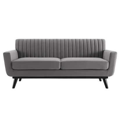 Loveseat: 64" Wide Faux Leatherette Square Arm Loveseat