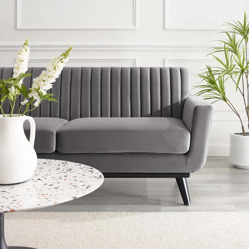 Loveseat: 64" Wide Faux Leatherette Square Arm Loveseat