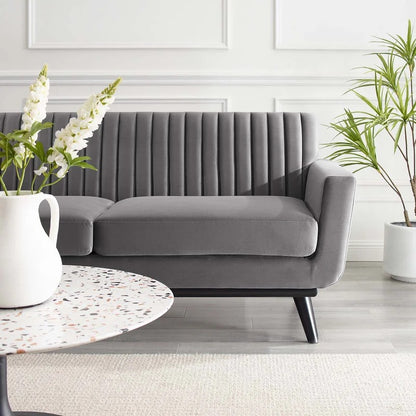 Loveseat: 64" Wide Faux Leatherette Square Arm Loveseat