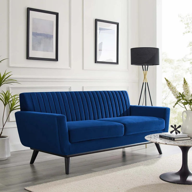 Loveseat: 64" Wide Faux Leatherette Square Arm Loveseat