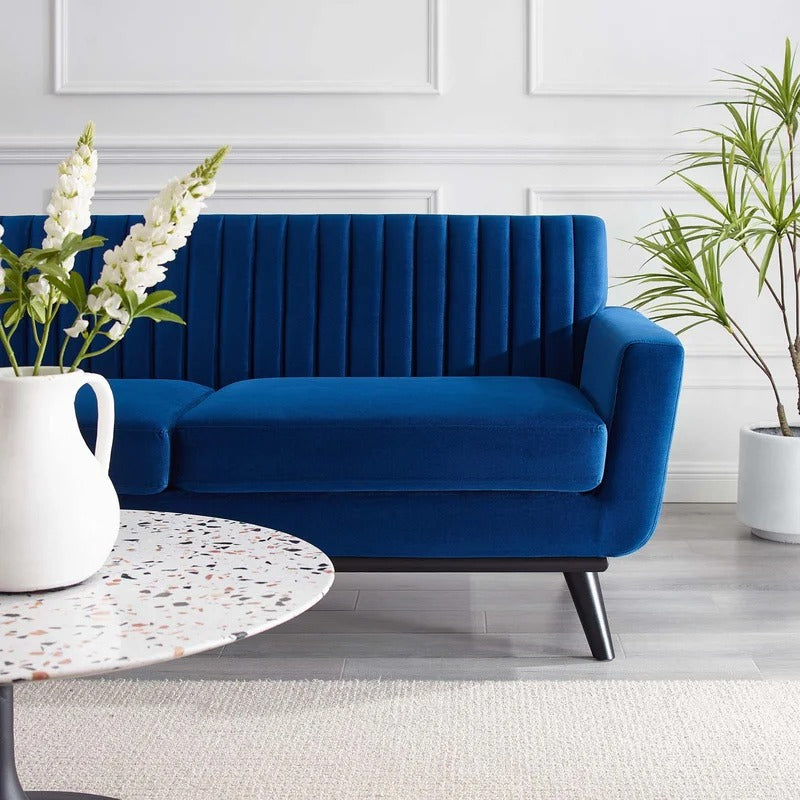 Loveseat: 64" Wide Faux Leatherette Square Arm Loveseat