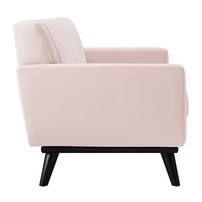 Loveseat: 64" Wide Faux Leatherette Square Arm Loveseat