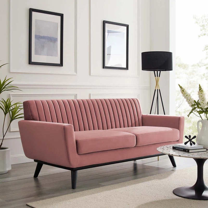 Loveseat: 64" Wide Faux Leatherette Square Arm Loveseat