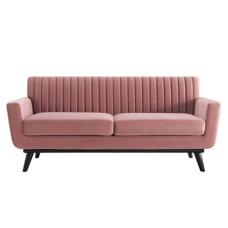 Loveseat: 64" Wide Faux Leatherette Square Arm Loveseat