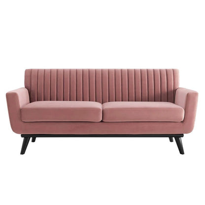 Loveseat: 64" Wide Faux Leatherette Square Arm Loveseat