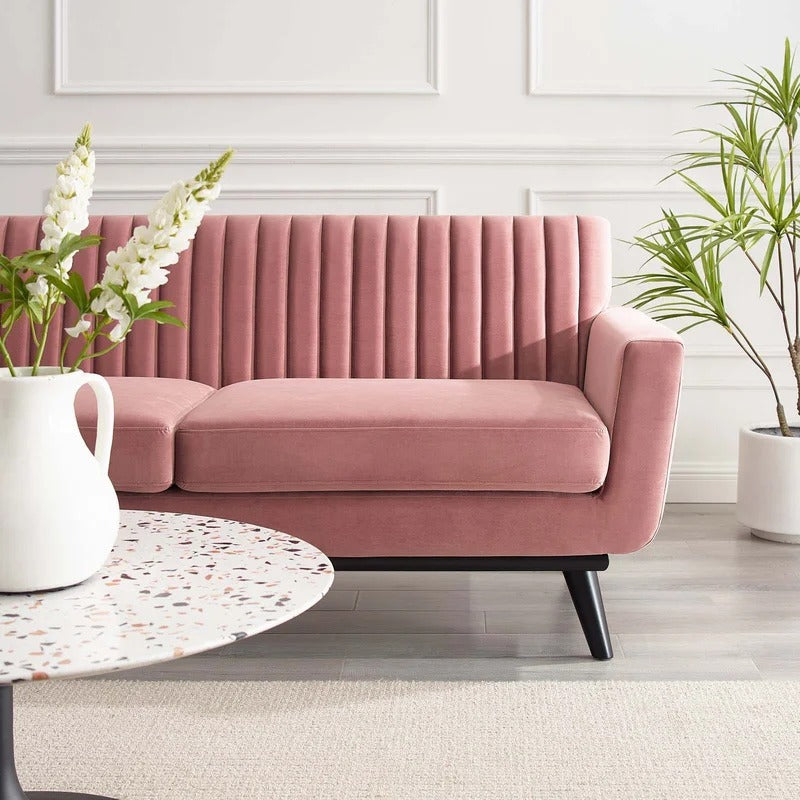 Loveseat: 64" Wide Faux Leatherette Square Arm Loveseat