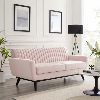 Loveseat: 64" Wide Faux Leatherette Square Arm Loveseat