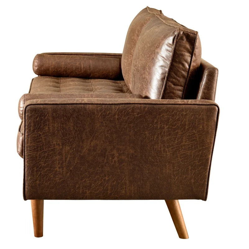 Loveseat: 64" Wide Faux Leatherette Square Arm Loveseat