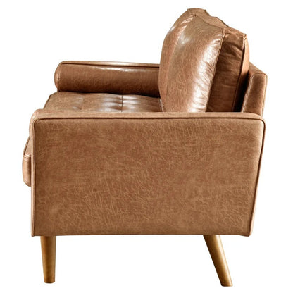 Loveseat: 64" Wide Faux Leatherette Square Arm Loveseat
