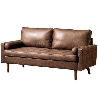 Loveseat: 64" Wide Faux Leatherette Square Arm Loveseat