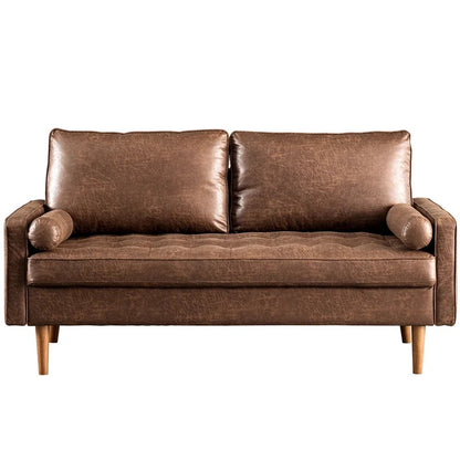 Loveseat: 64" Wide Faux Leatherette Square Arm Loveseat