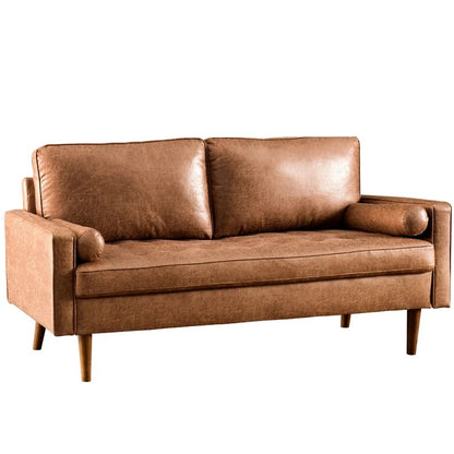 Loveseat: 64" Wide Faux Leatherette Square Arm Loveseat