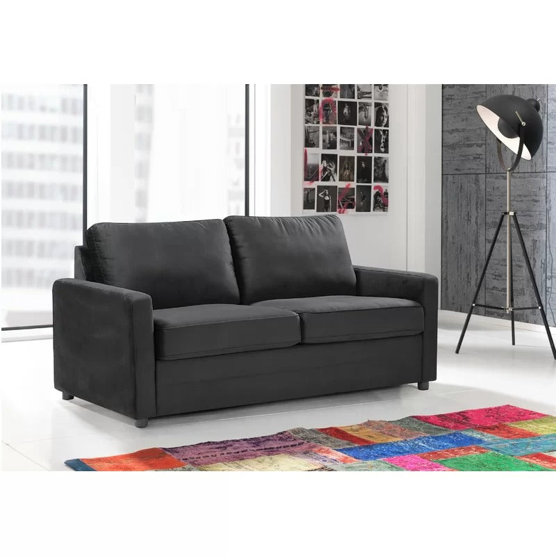 Loveseat: 70'' Velvet Square Arm Loveseat Sofa