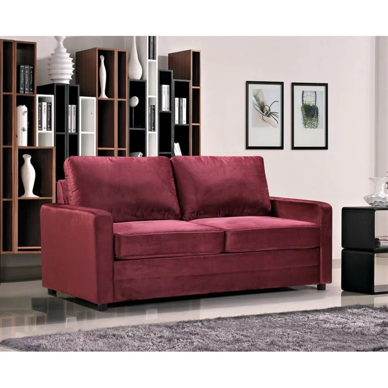 Loveseat: 70'' Velvet Square Arm Loveseat Sofa