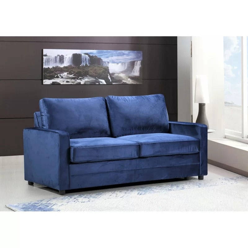 Loveseat: 70'' Velvet Square Arm Loveseat Sofa