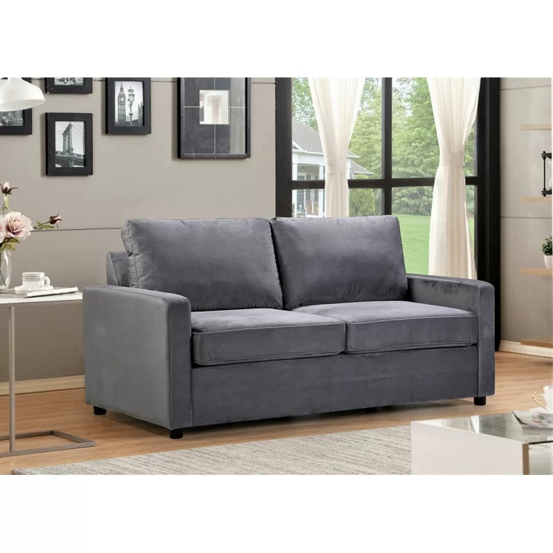 Loveseat: 70'' Velvet Square Arm Loveseat Sofa