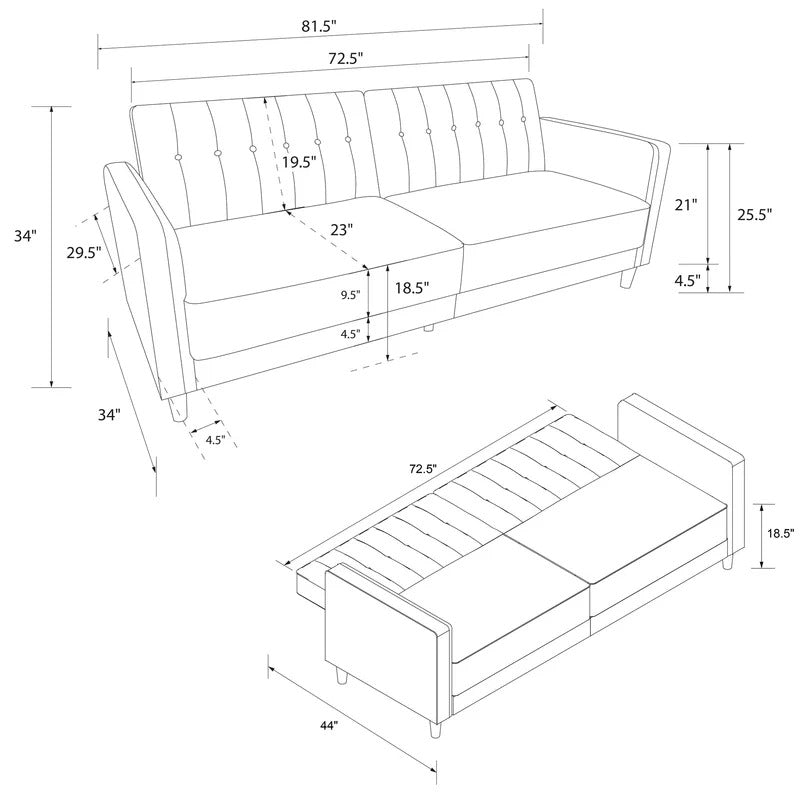 Loveseat: 81.5'' Square Arm Sleeper Sofa