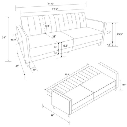 Loveseat: 81.5'' Square Arm Sleeper Sofa