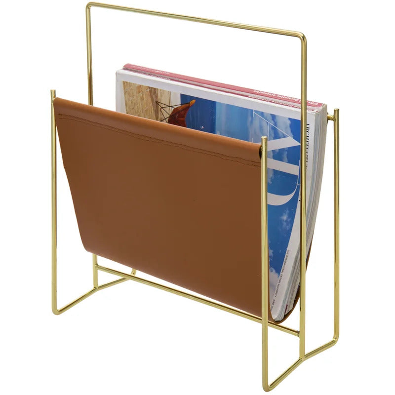 Magazine Racks: Leatherette Sling Freestanding Magazine Holder Rack