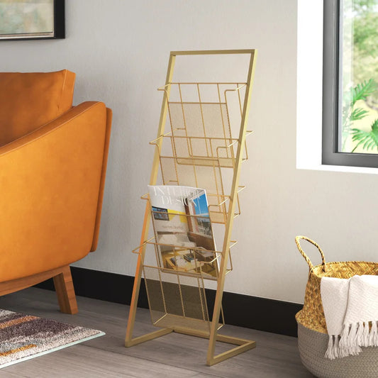 Magazine Racks: Traditional 4-Shelf Slanted Magazine Rack