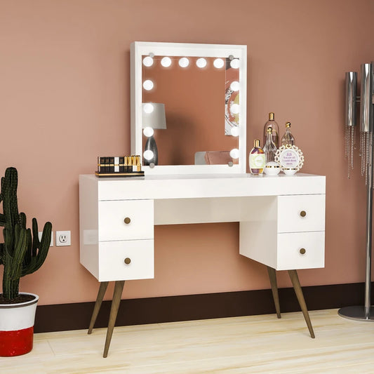 Makeup Vanity: Classic Dressing Table with Light Bulbs