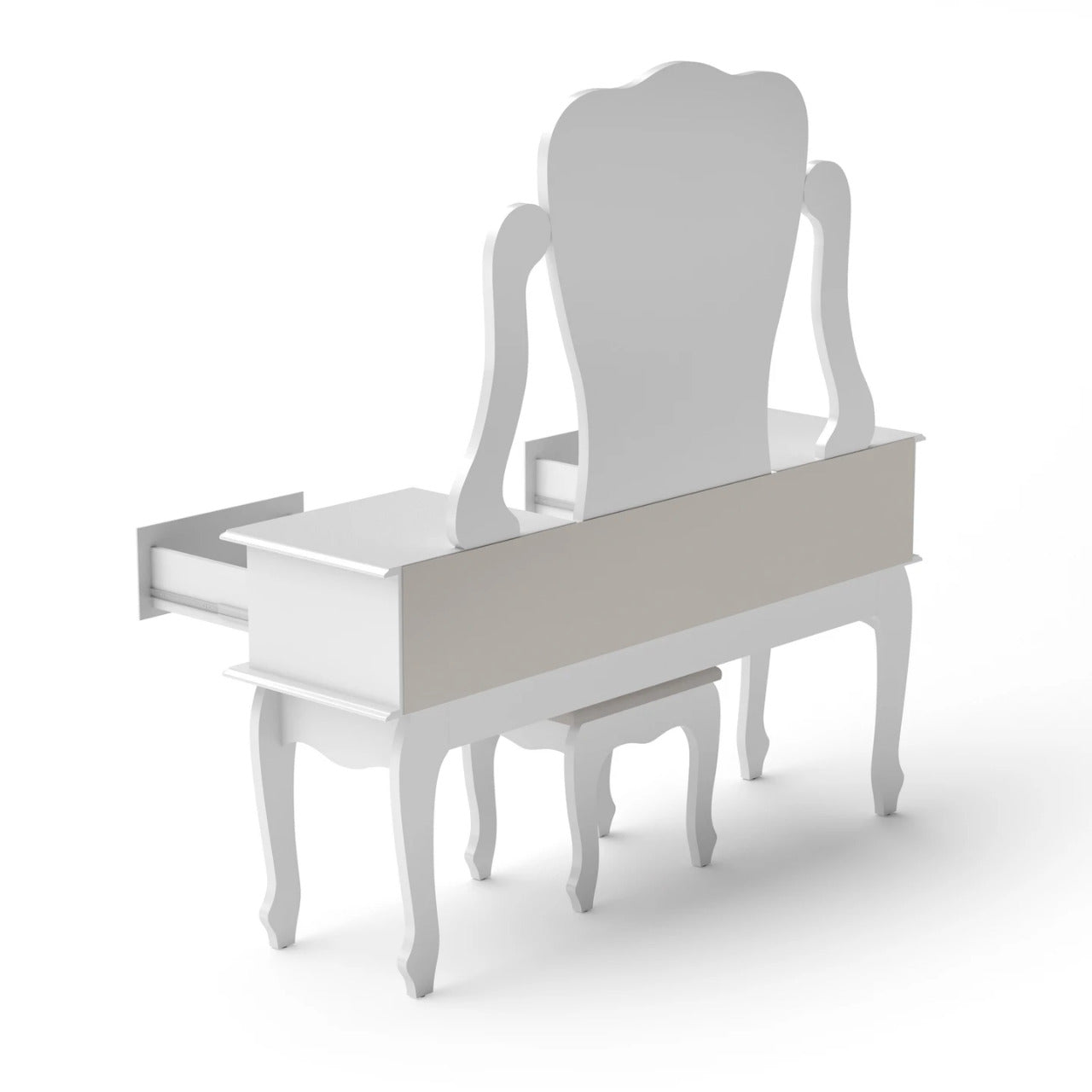 Makeup Vanity: Gian Vanity with Bench, White & 02 drawers