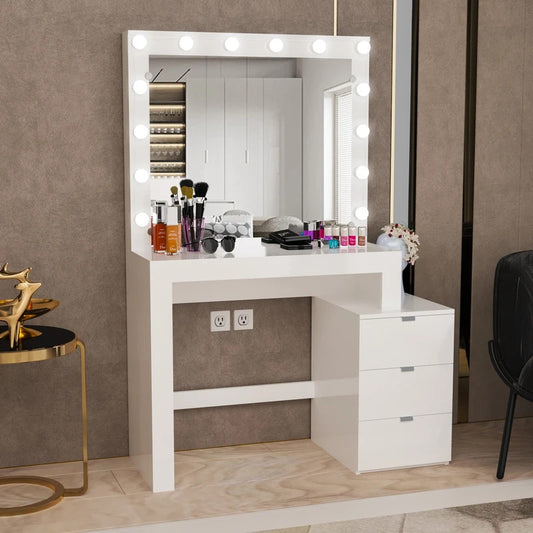 Makeup Vanity: Grinner Vanity with LED Light Bulbs