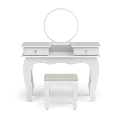 Makeup Vanity: Lana Vanity Set with bench, Circular Mirror and 02 drawers
