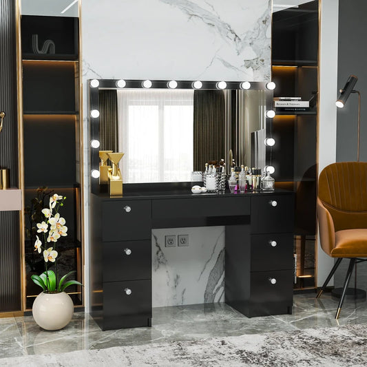 Makeup Vanity: Lighted Vanity with Glass Top