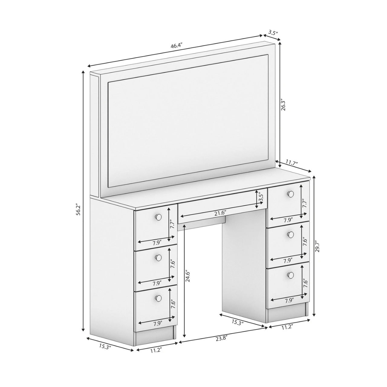 Makeup Vanity : Rik Modern Vanity Dressing Table