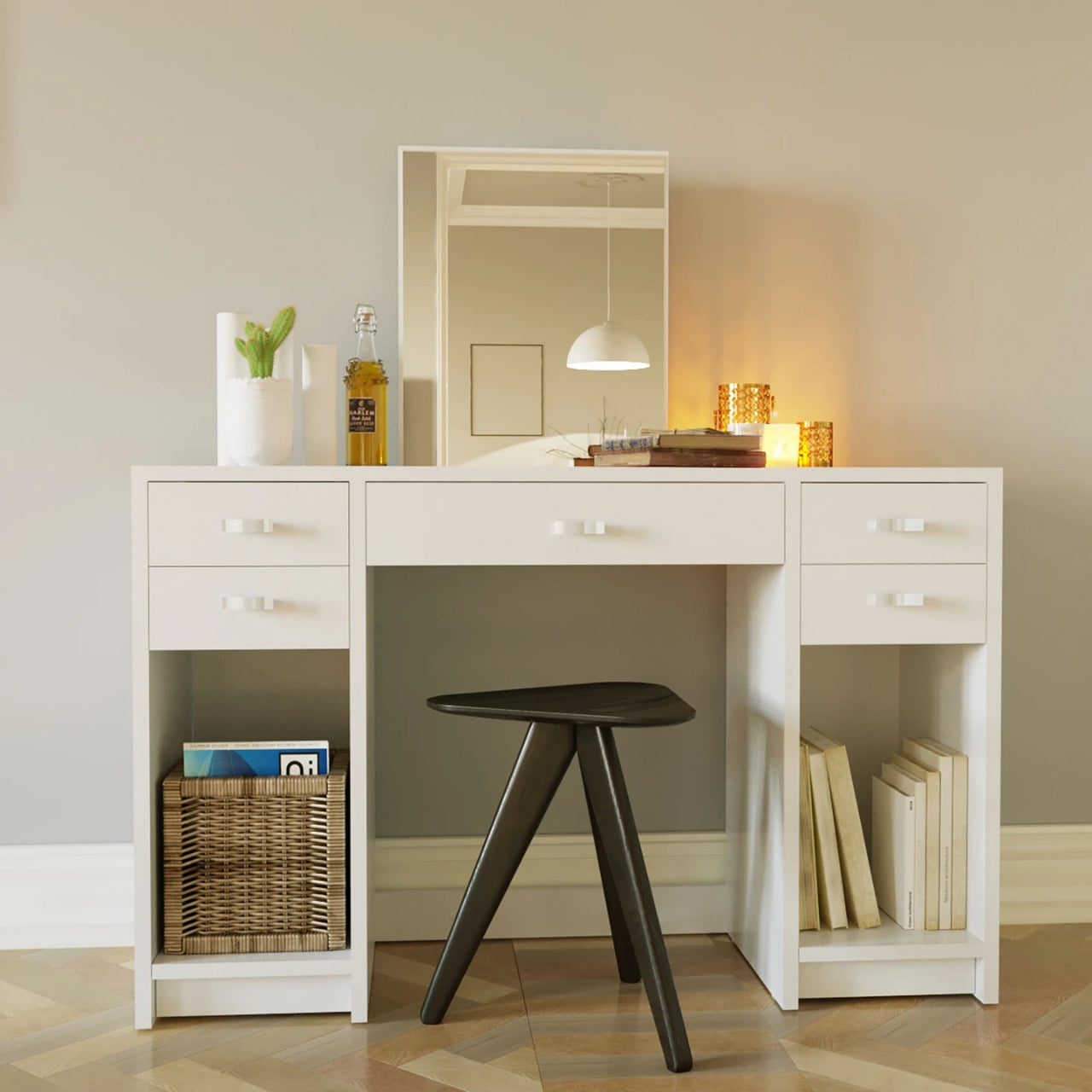 Makeup Vanity : White Alina Dressing Table