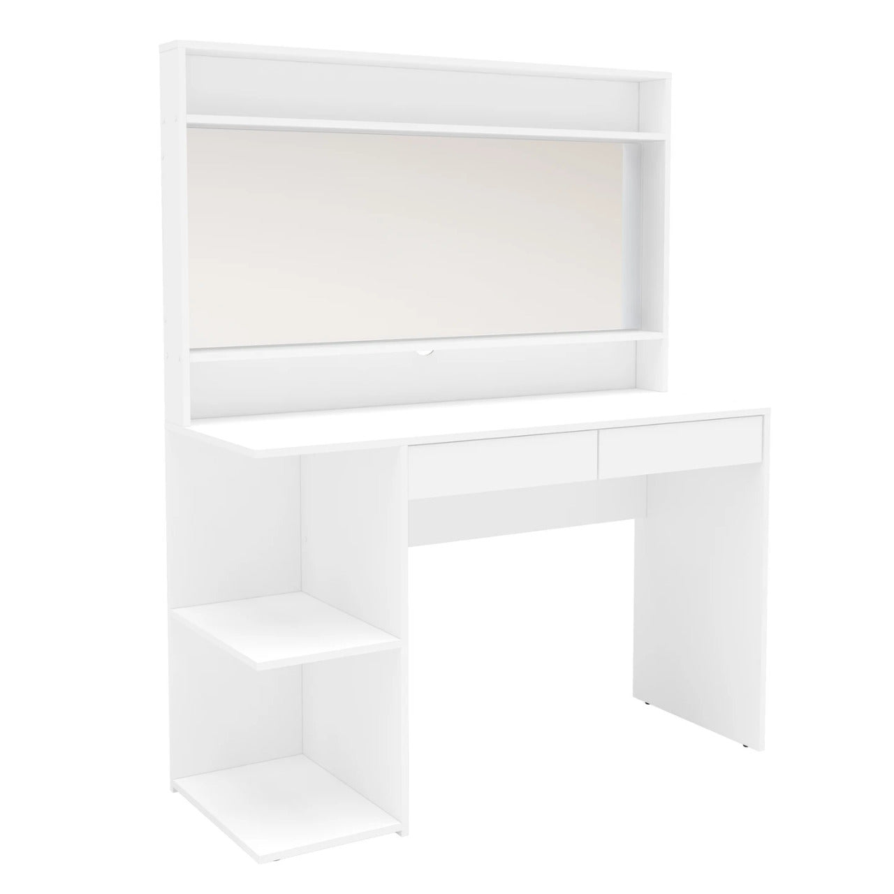 Makeup Vanity : White Makeup Vanity, Dressing Table with 2 Drawers & 3 Shelves