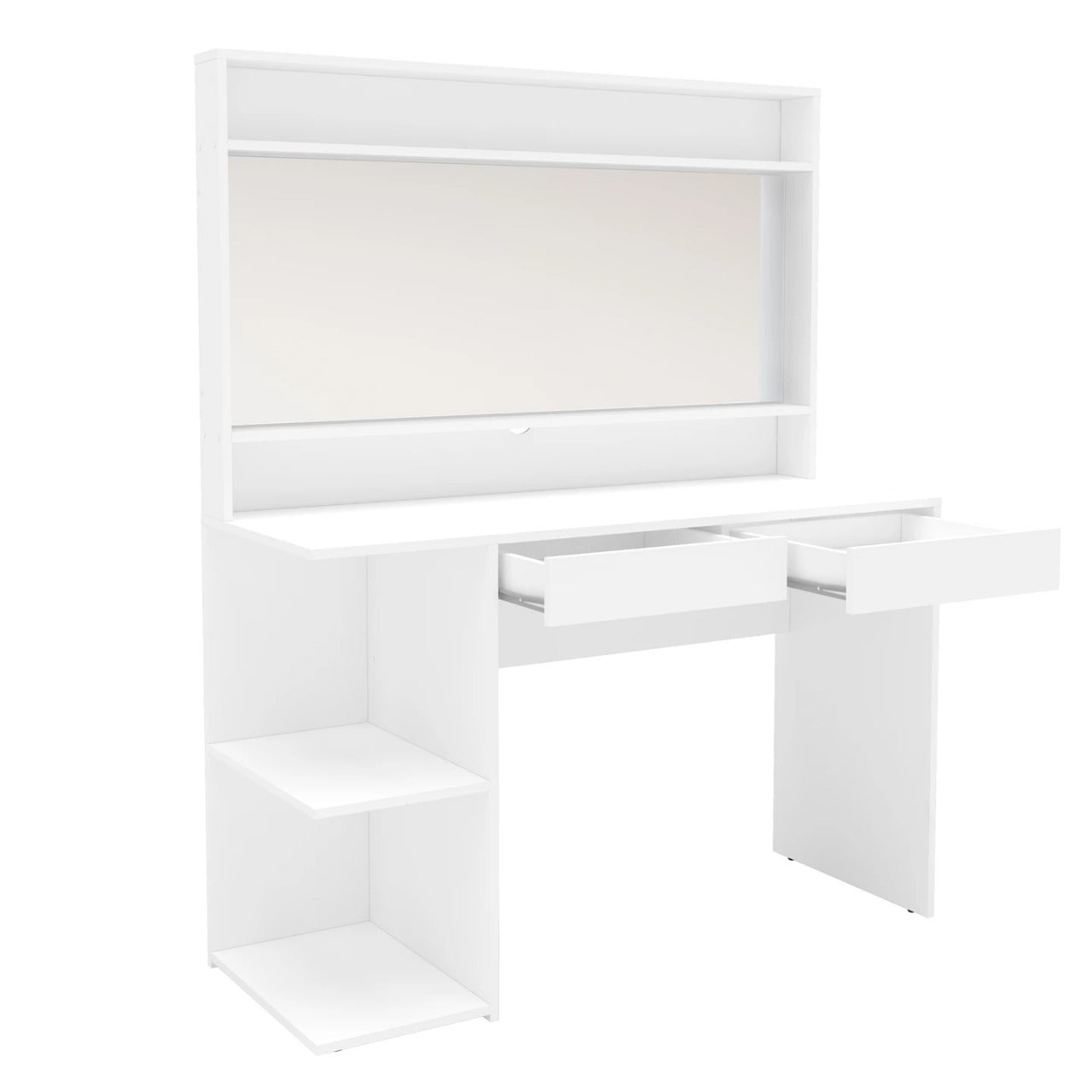Makeup Vanity : White Makeup Vanity, Dressing Table with 2 Drawers & 3 Shelves
