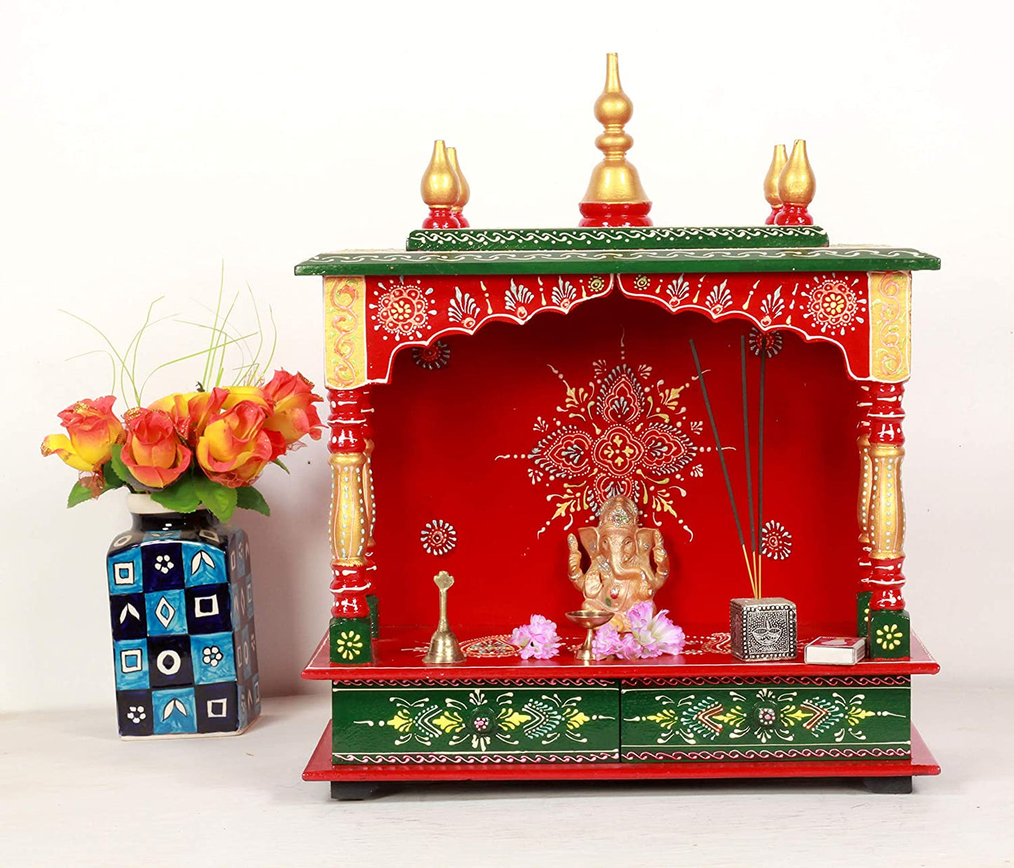 Mandir: Hardwood Rajasthani Art Wooden Temple
