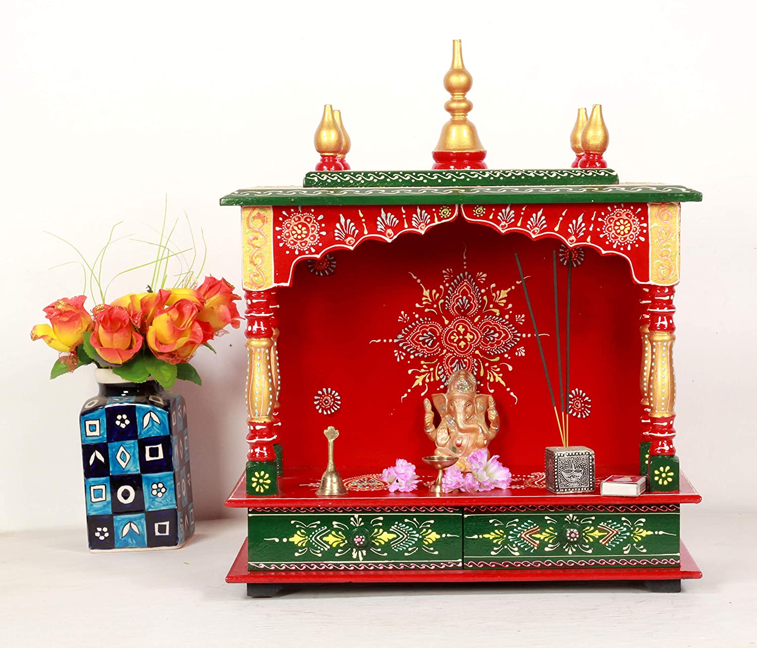 Mandir: Hardwood Rajasthani Art Wooden Temple