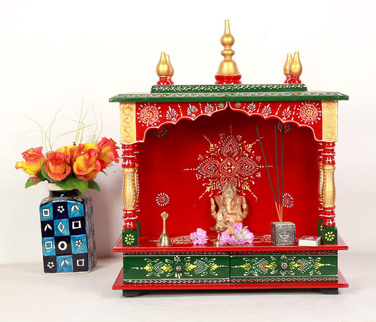 Mandir: Hardwood Rajasthani Art Wooden Temple
