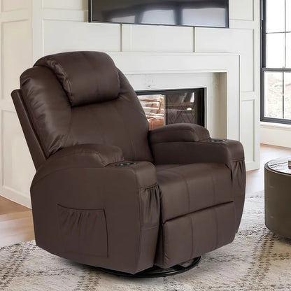 Massage Chairs: Black Leatherette 360° Swivel Heated Massage Chair