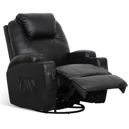Massage Chairs: Black Leatherette 360° Swivel Heated Massage Chair