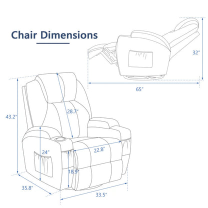 Massage Chairs: Black Leatherette 360° Swivel Heated Massage Chair