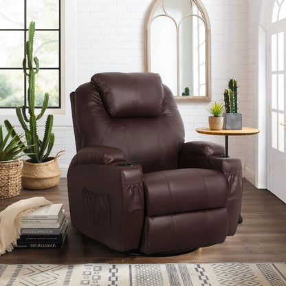 Massage Chairs: Black Leatherette 360° Swivel Heated Massage Chair