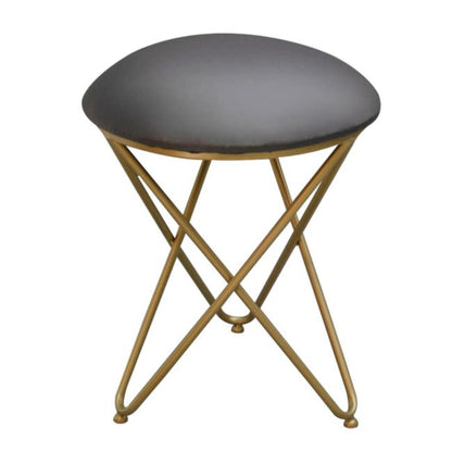 Metallic Stools: Black Leatherette Cross Leg Ottoman